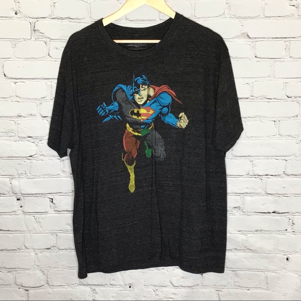 Justice League Gray Superman Batman Graphic Short Sleeve T-Shirt 2XL